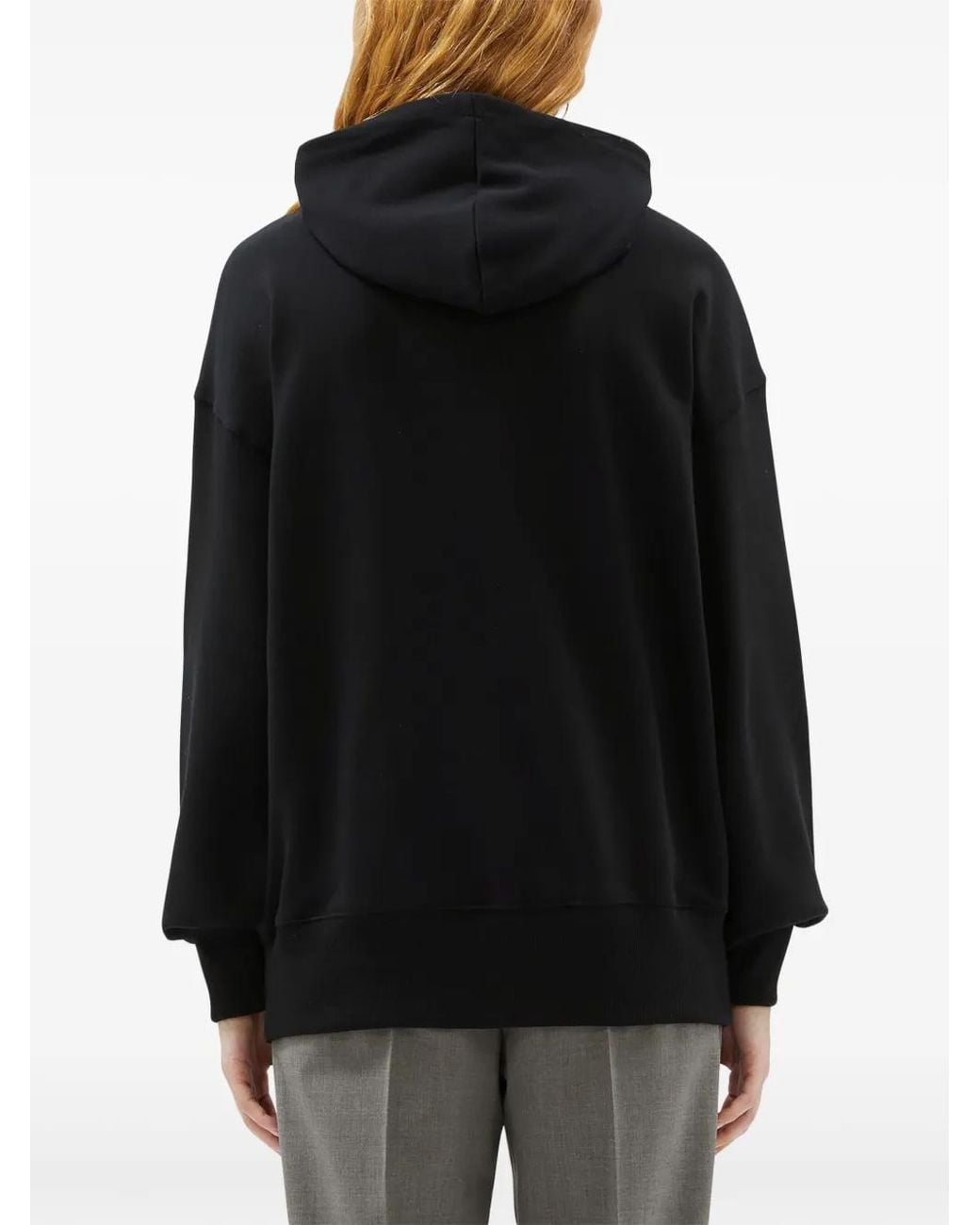 MSGM Black Logo-Print Cotton Hoodie
