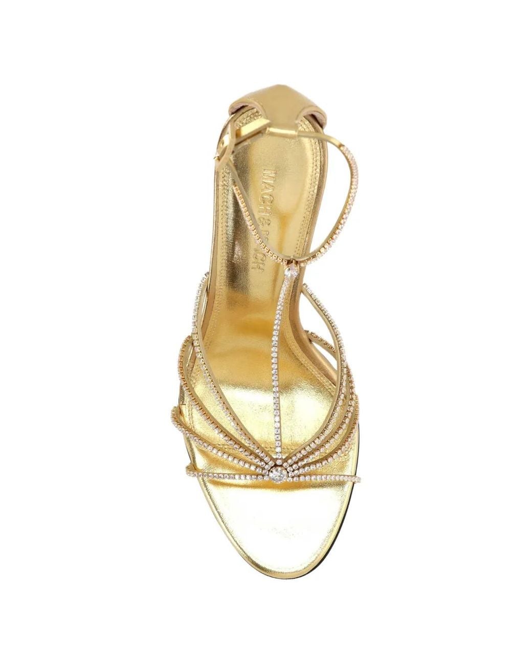 Mach & Mach Crystal-Embellished Metallic Leather Sandals