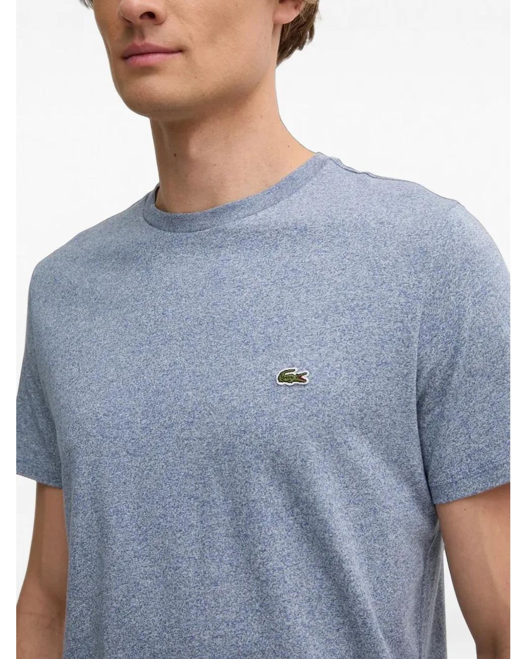 Lacoste Blue Logo-Patch Marl T-Shirt for men