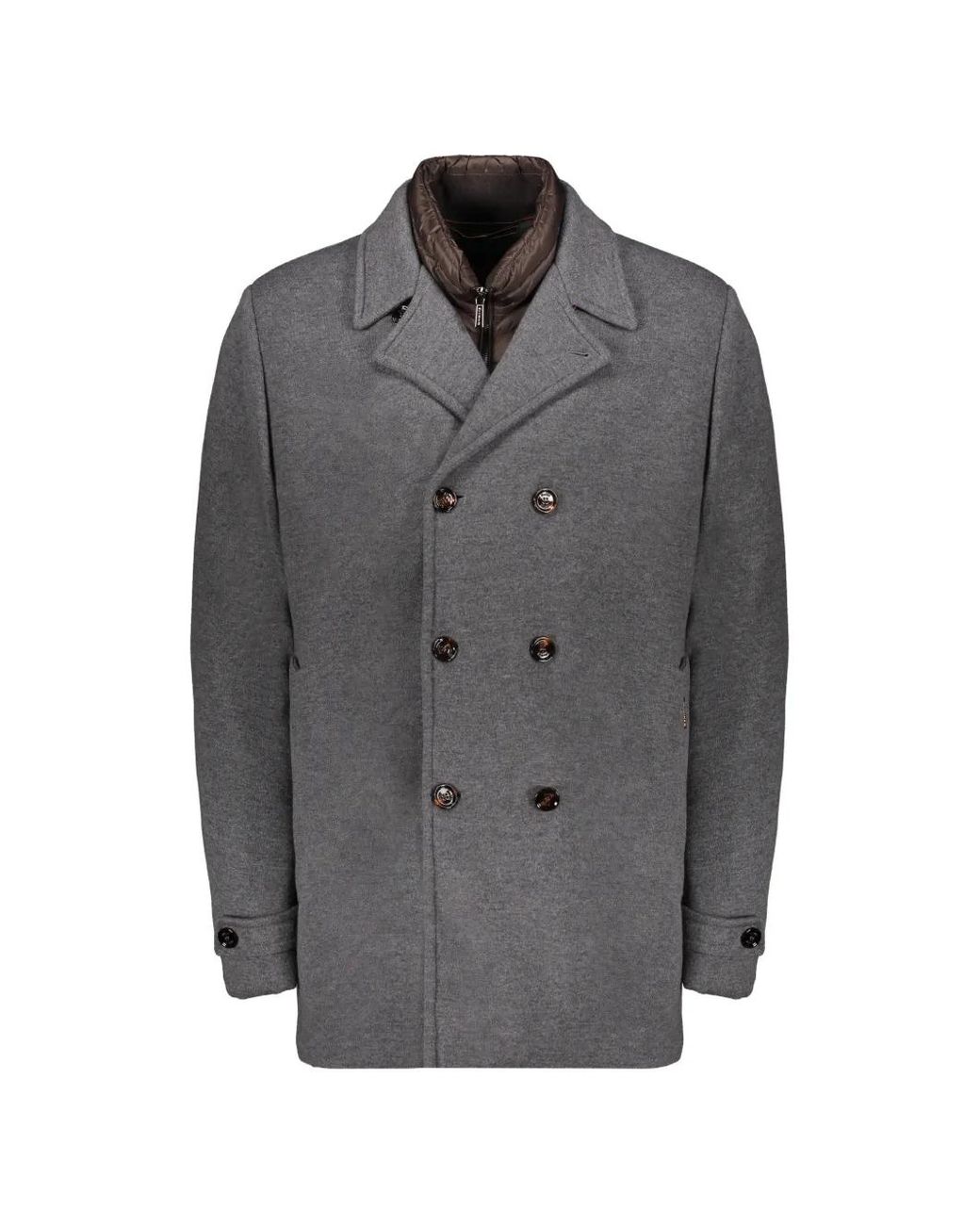 Moorer Gray Double-Breasted Layered Jacket for men