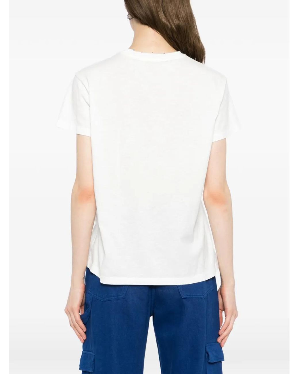 MIRA MIKATI White Slub Embroidered Slub T-Shirt