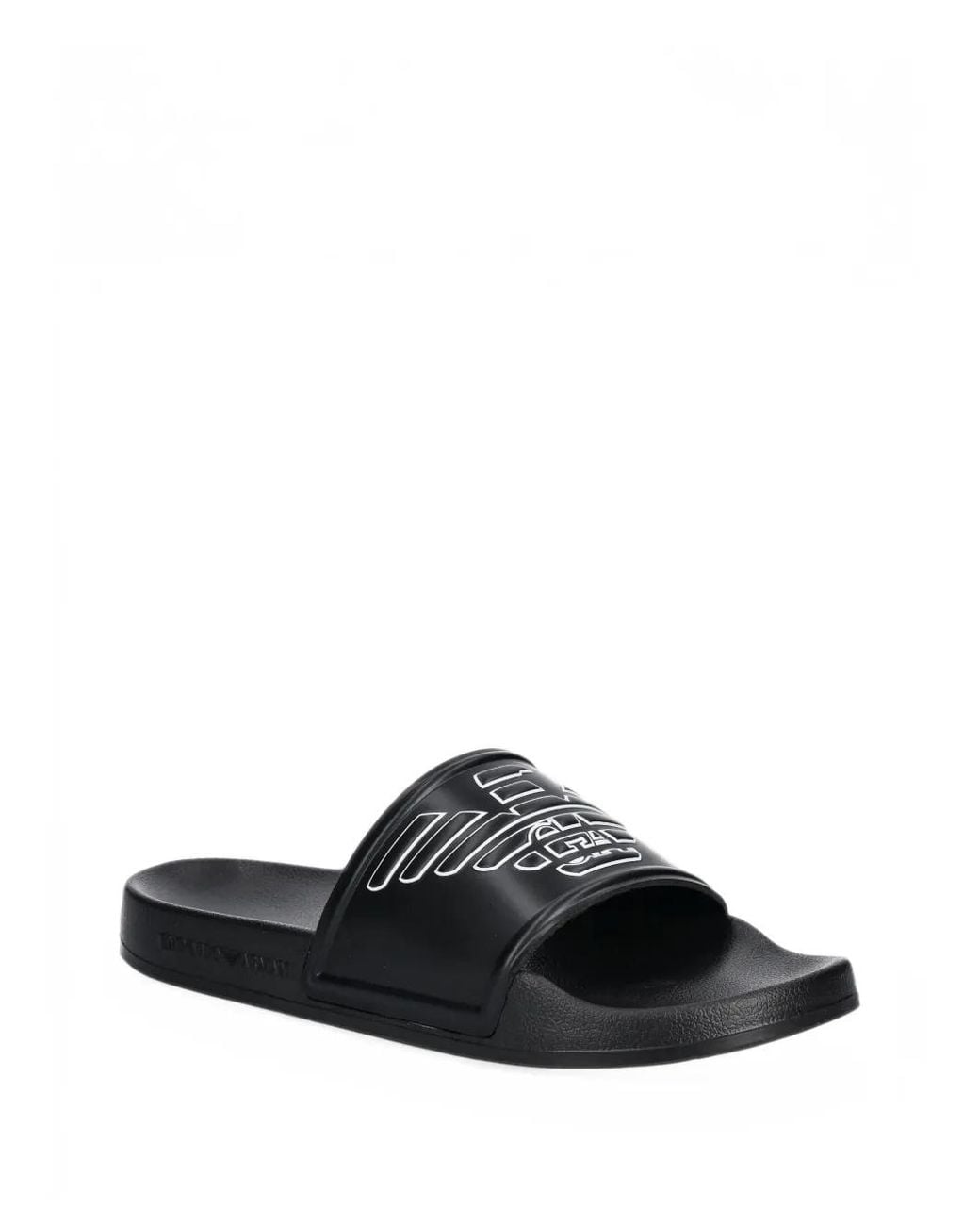 Emporio Armani Black Logo-Print Slides for men
