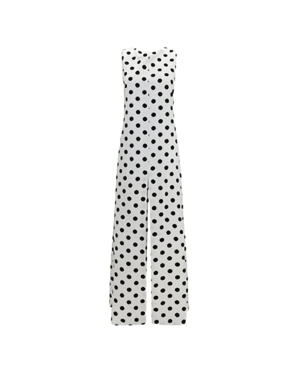 Sa Su Phi White Tuxedo Polka-Dot Maxi Dress