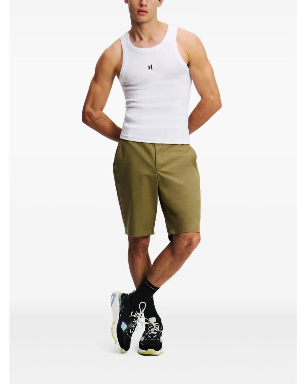 Karl Lagerfeld White Logo-Print Tank Top for men
