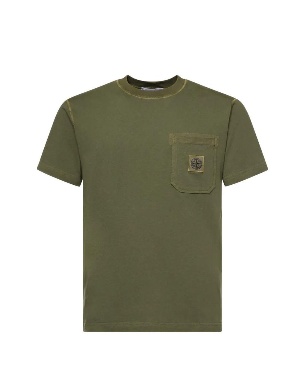 Stone Island Green 2100032 Organic Cotton Jersey T-Shirt With 'Fissato' Effect for men