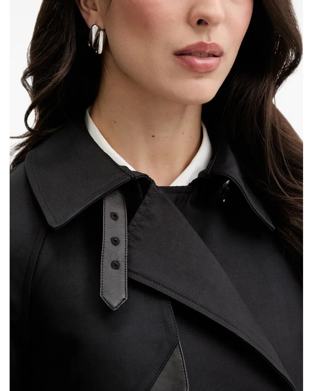 Morgan Black Double-Breasted Hooded Trench Coat