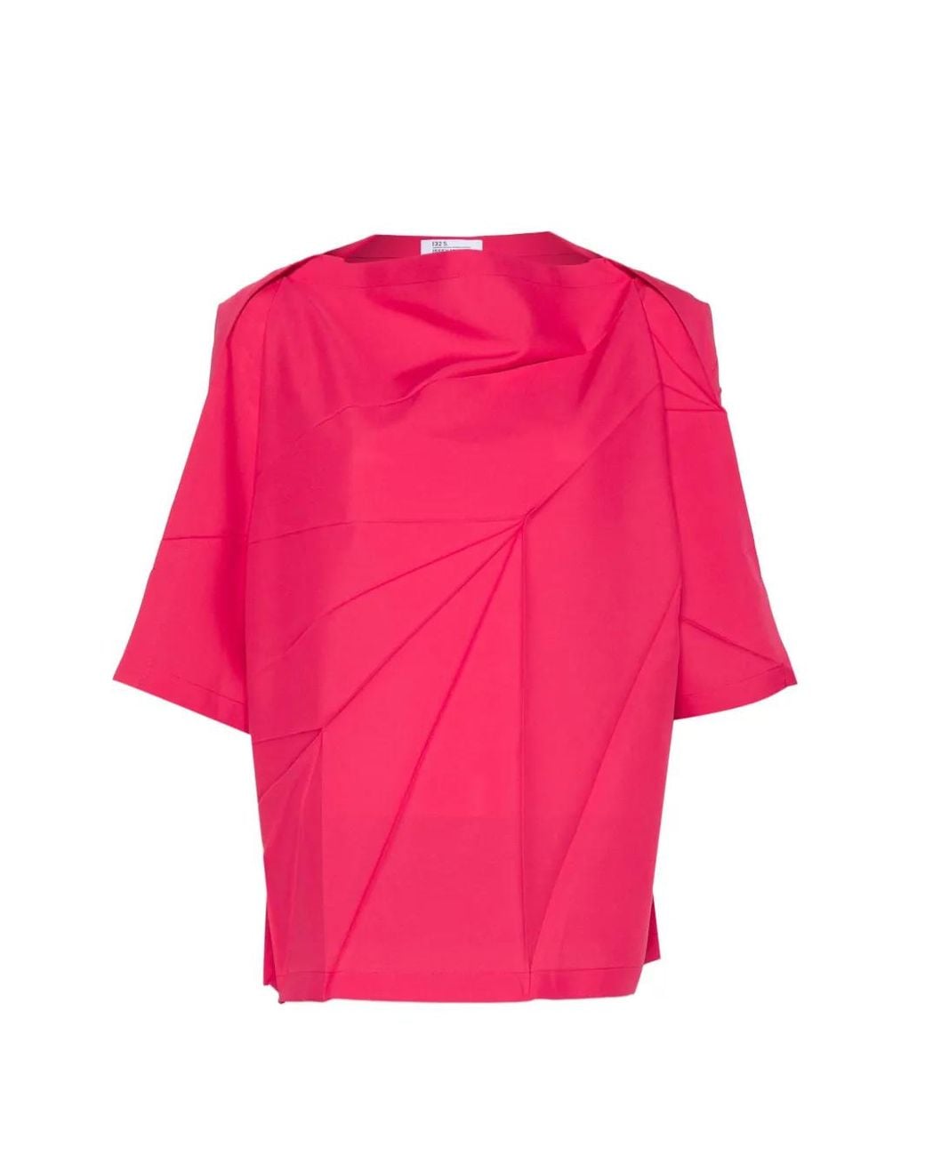 Issey Miyake Pink Origami-Pleated Boxy-Fit Blouse