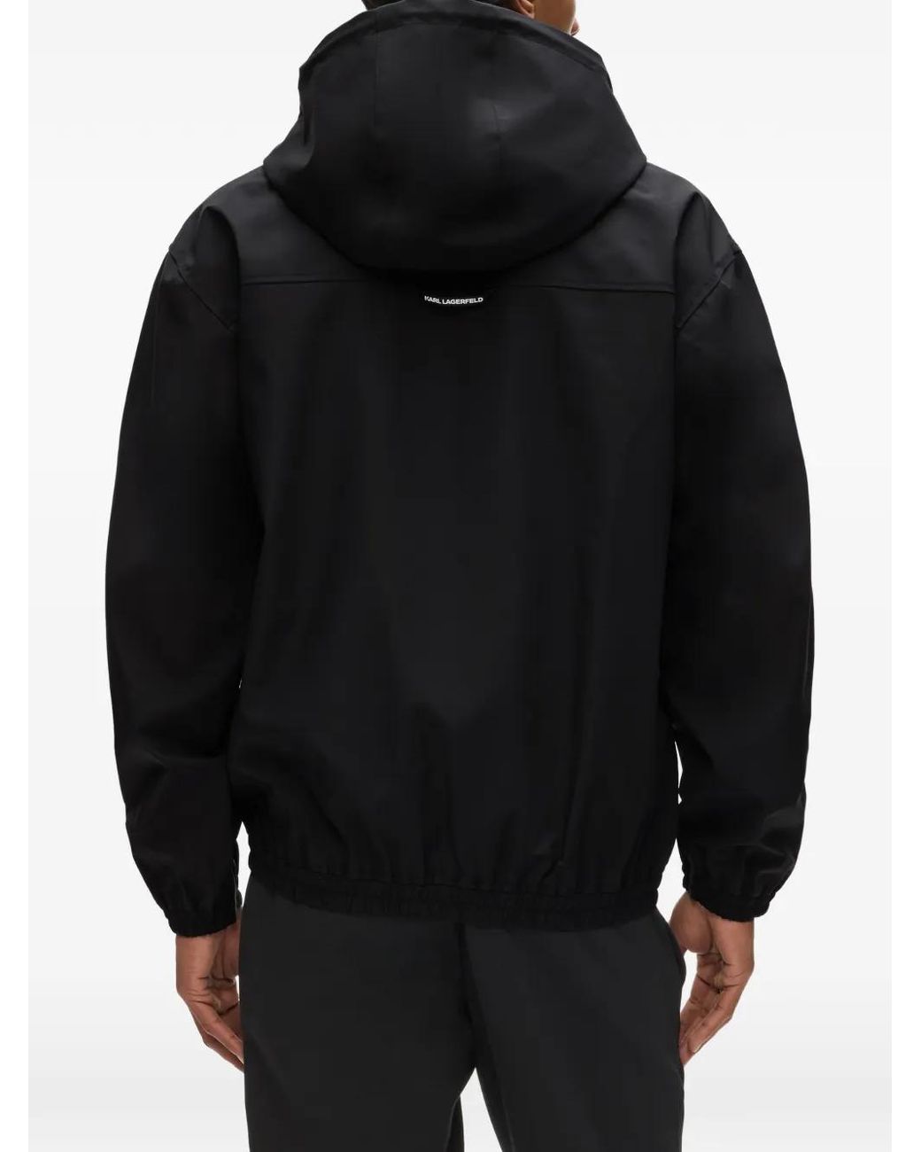 Karl Lagerfeld Black Logo-Patch Hooded Jacket for men