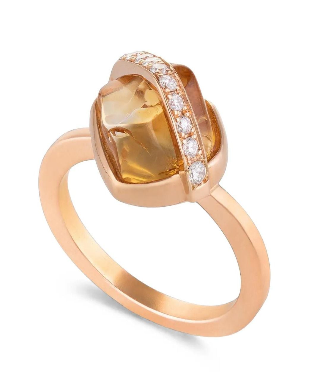 CLARA CHEHAB White Small Elemental Citrine And Diamond Ring