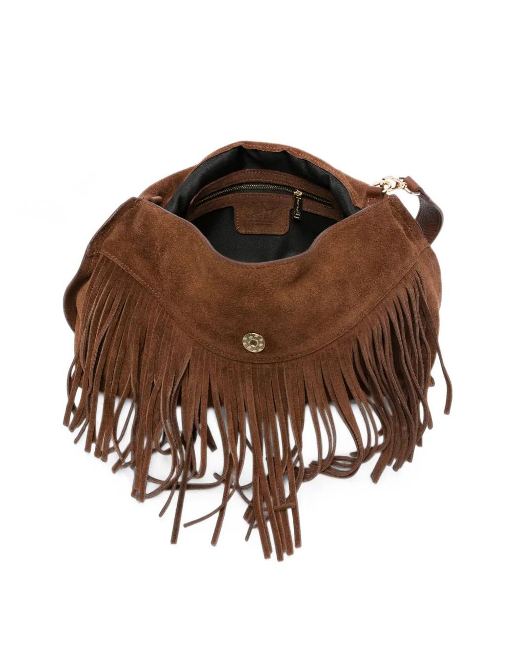 Marc Ellis Brown Fringe-Trim Suede Shoulder Bag