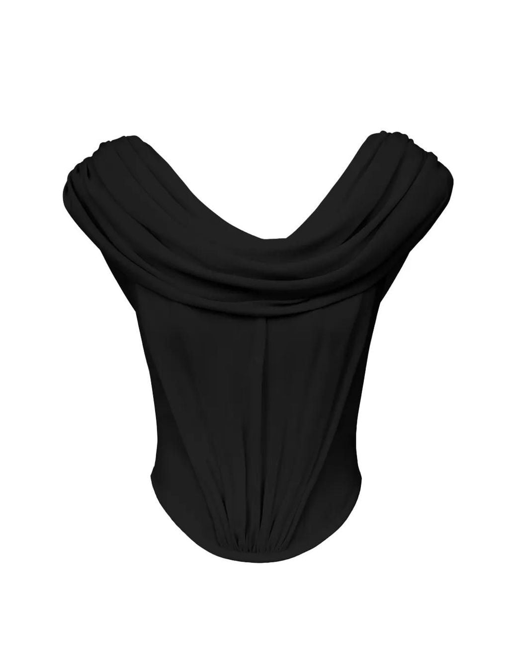 POST MERIDIEM Black Draped Cowl-Neck Top