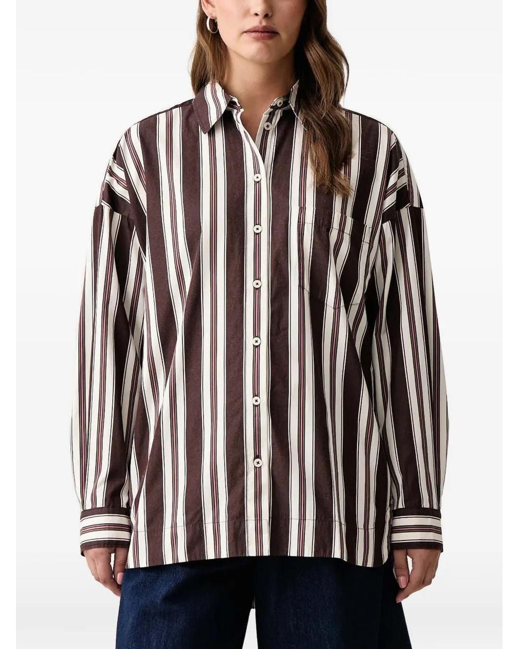 Marc O' Polo White Vertical-Stripe Long-Sleeve Shirt