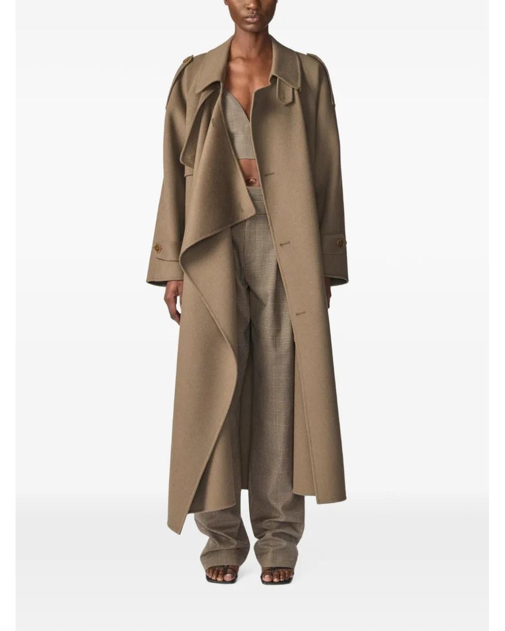 Monse Natural Draped Double-Faced Trench Coat