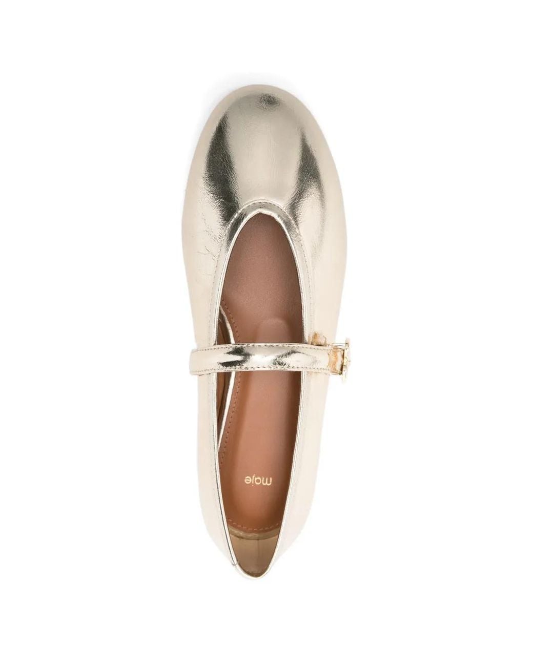 Maje White Metallic Leather Ballet Flats
