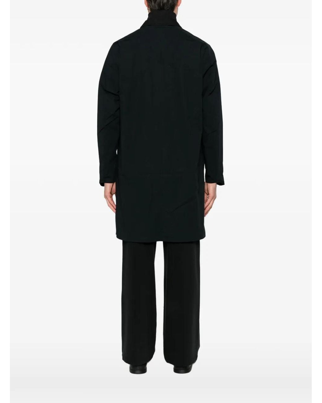 MACRON Black Logo-Patch Button-Up Coat for men