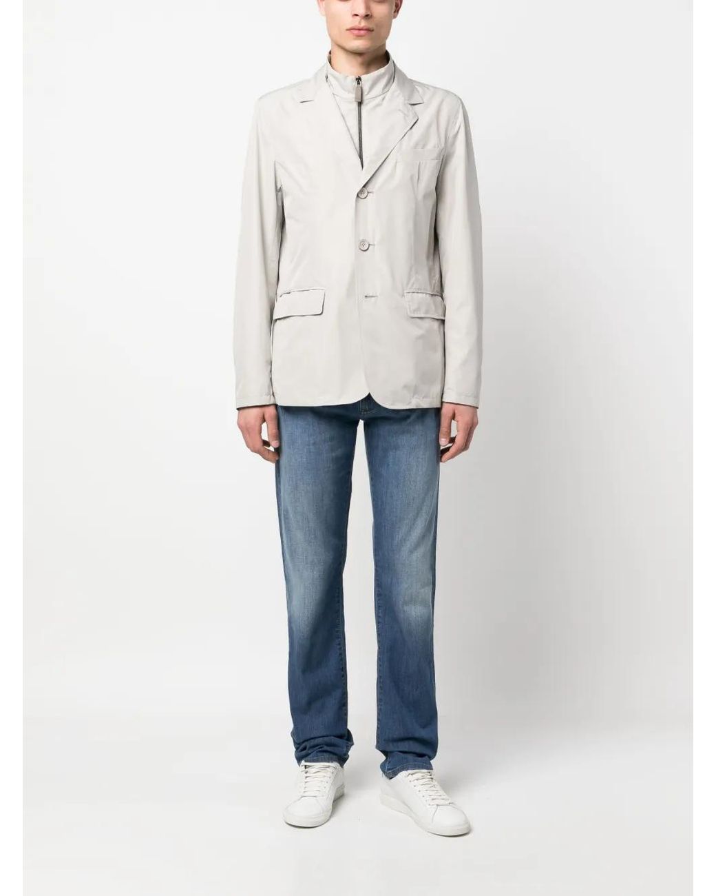 Herno Natural Buttoned-Up Single-Breasted Blazer for men