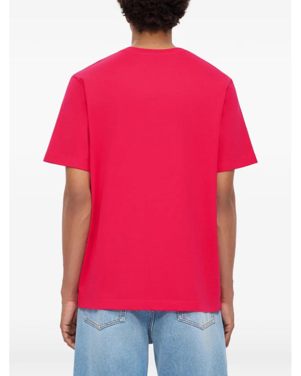 MSGM Pink Embroidered-Logo T-Shirt for men