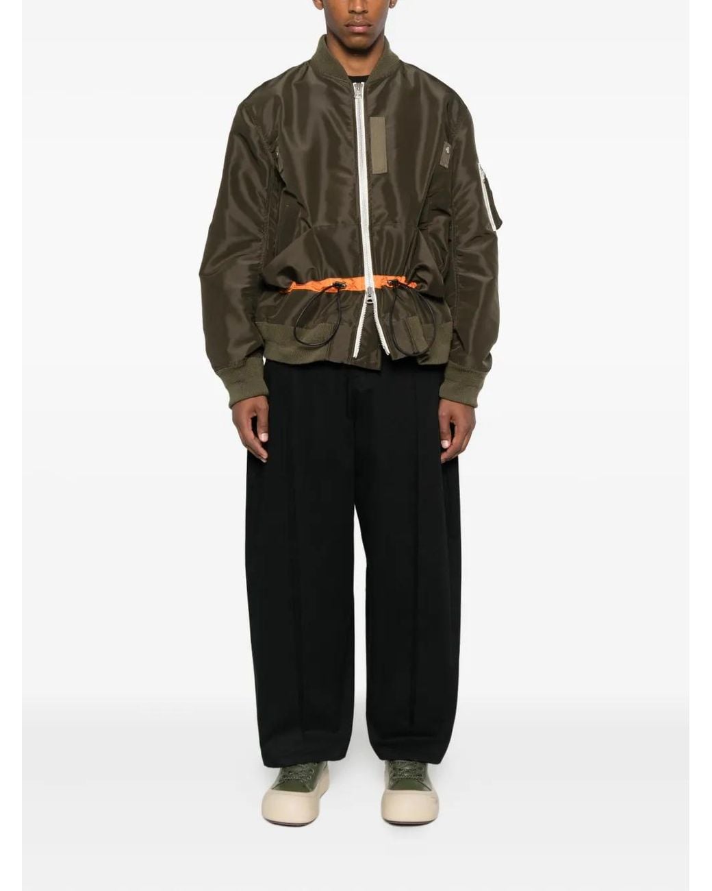 Sacai Brown Drawstring-Waist Bomber Jacket for men