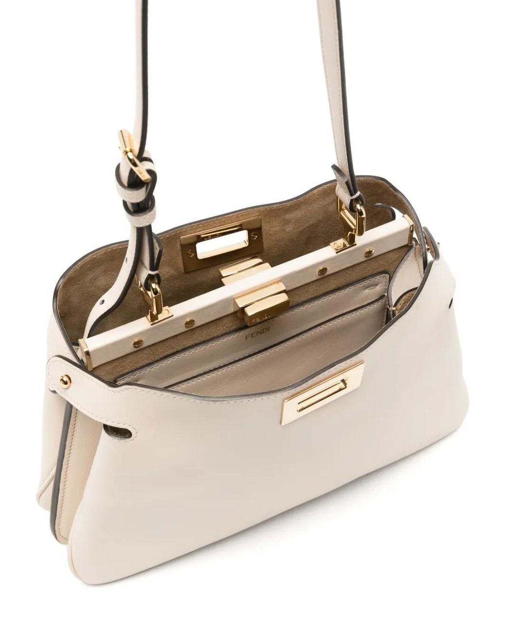 Fendi Natural Small Peekaboo Soft Cross Body Bag