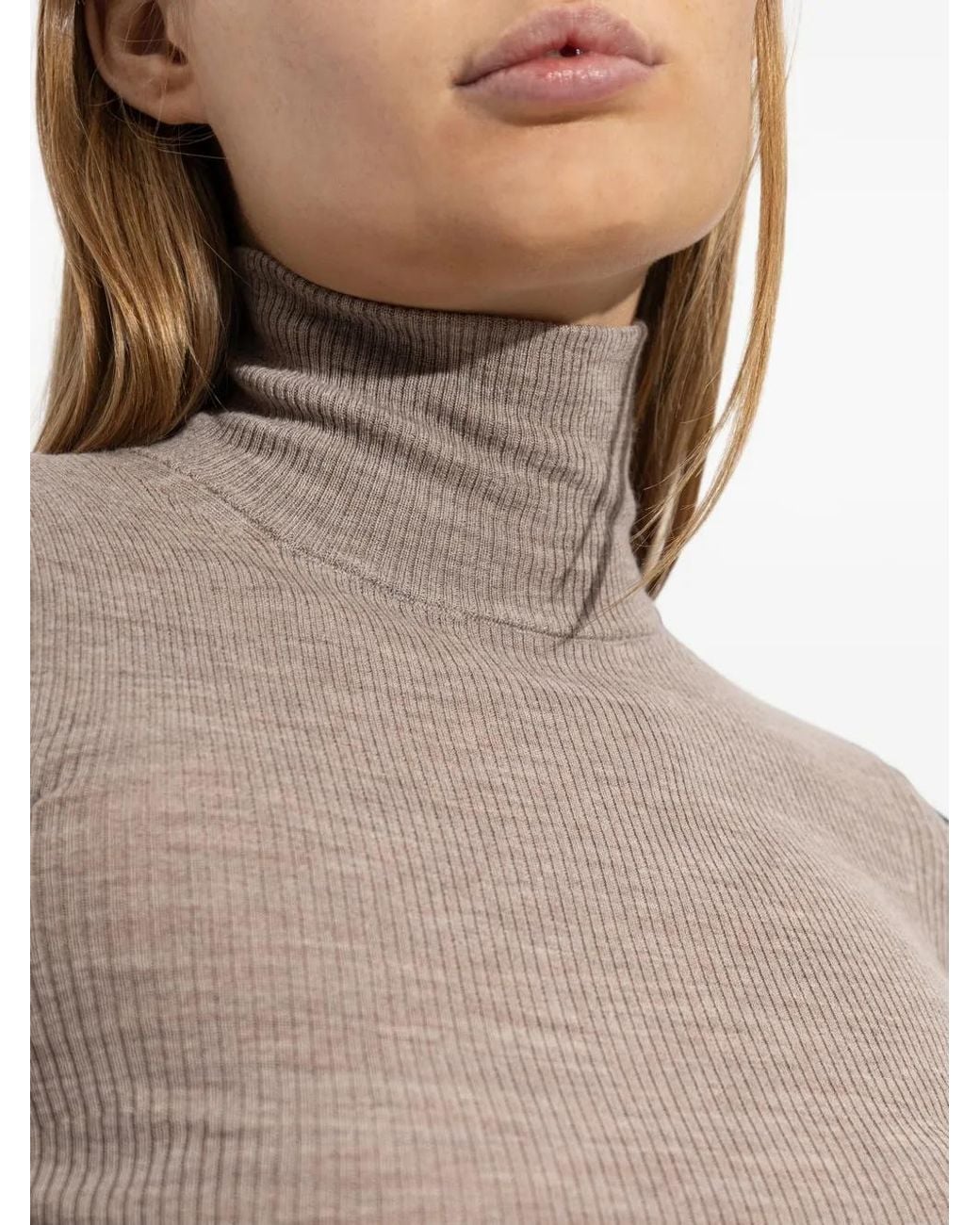 Max Mara Natural Ribbed-Knit Turtleneck Sweater