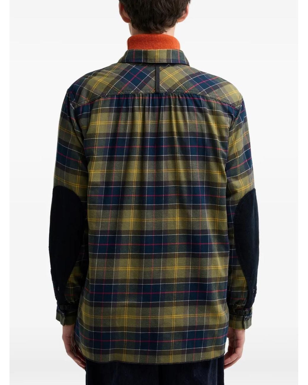 Barbour Gray Tartan Elbow-Patch Shirt for men