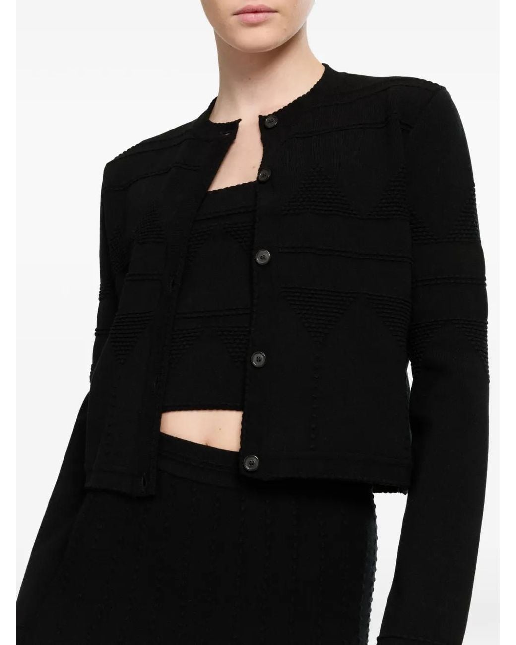 Elie Saab Black Scalloped-Neck Cardigan
