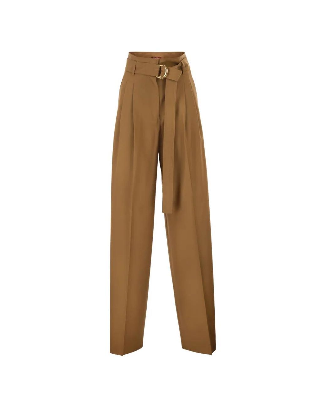 Max Mara Natural Belted Wide-Leg Trousers