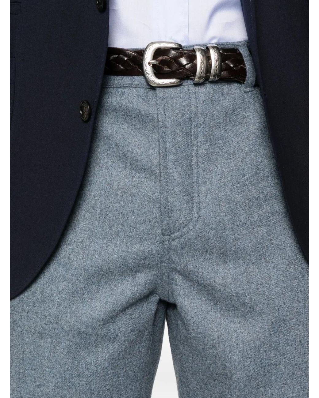 Brunello Cucinelli Blue Wool Trousers for men