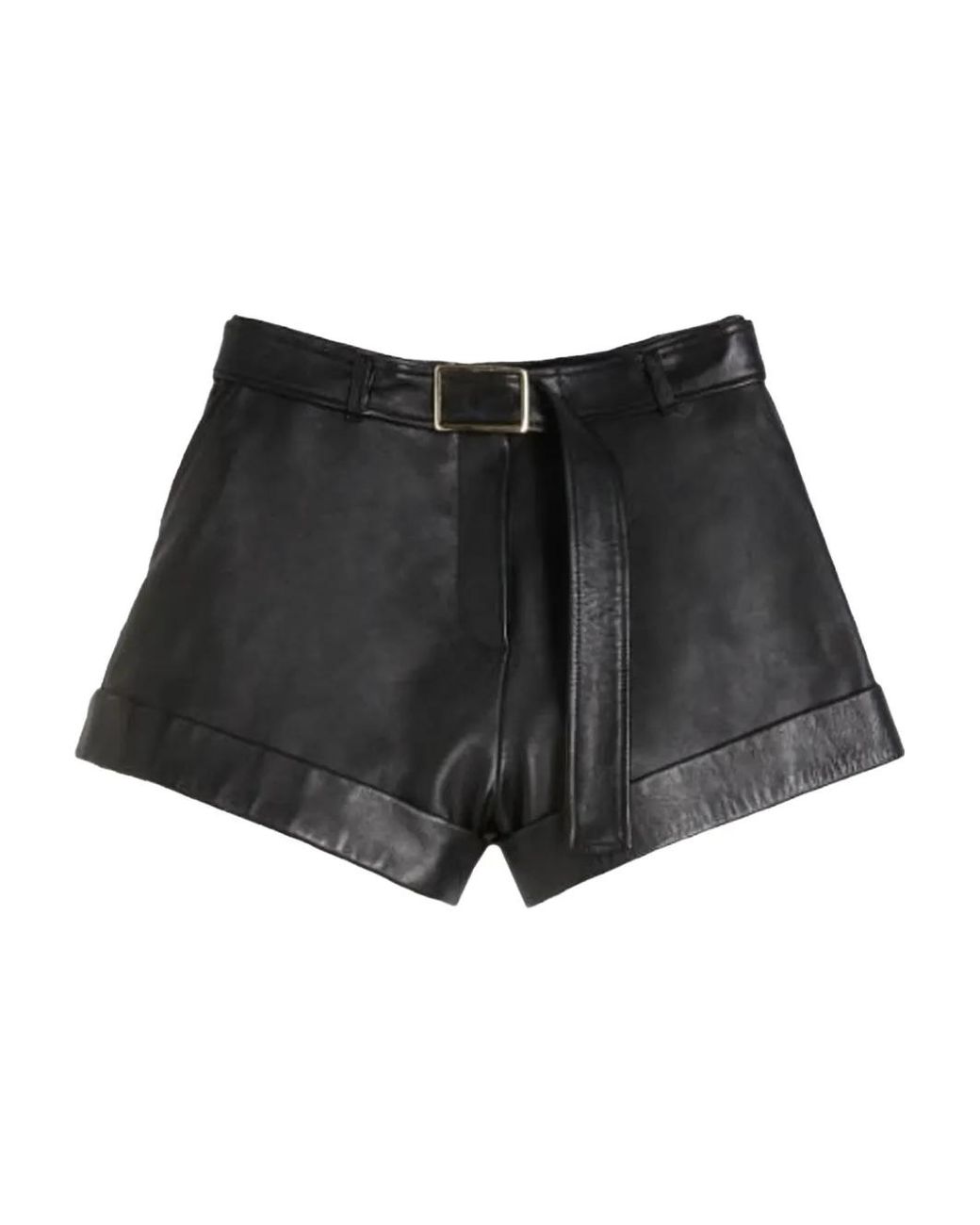 Sportmax Black Belted Straight Shorts Back And Side Pockets