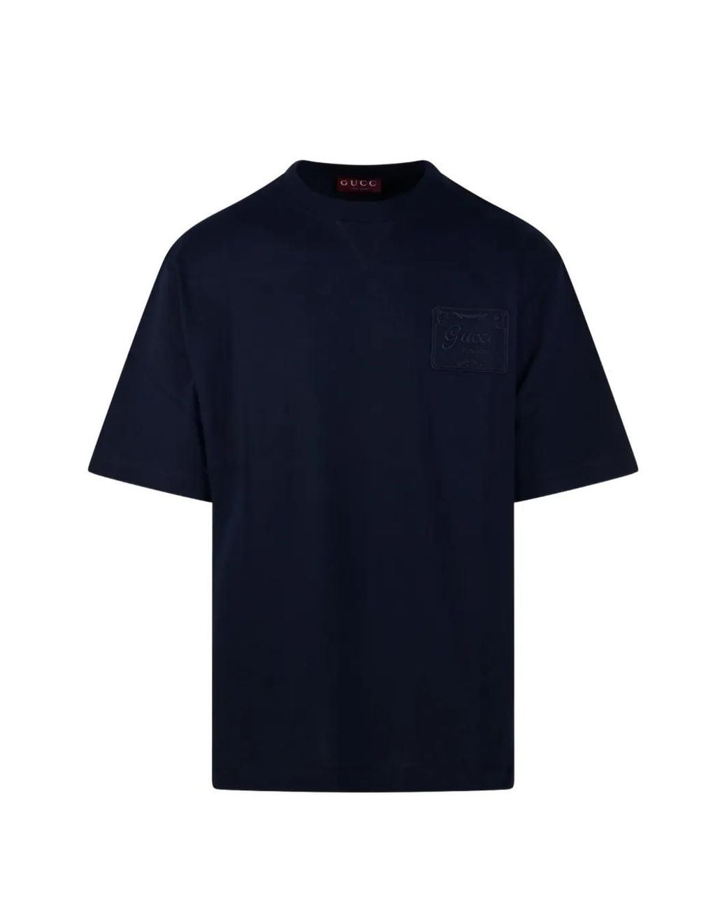 Gucci Blue Cotton Jersey T-Shirt With Embroidery for men