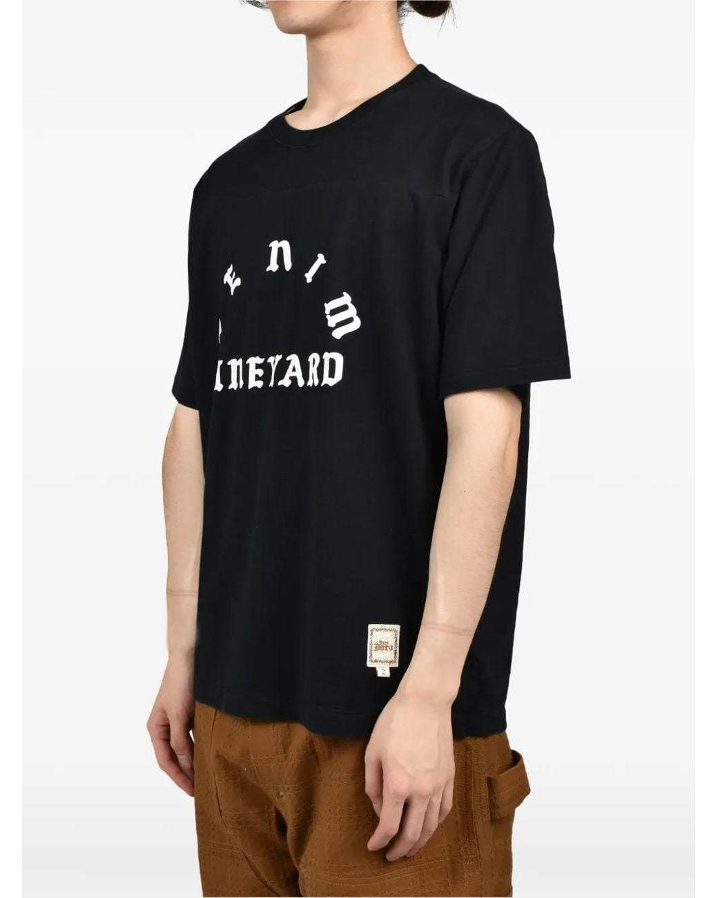 Dear BORO Black Denim Vineyard Short-Sleeve T-Shirt for men