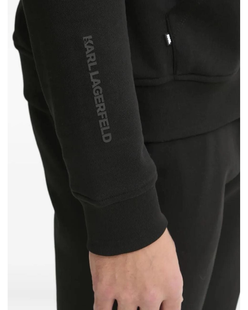 Karl Lagerfeld Black Logo-Patch Hoodie for men