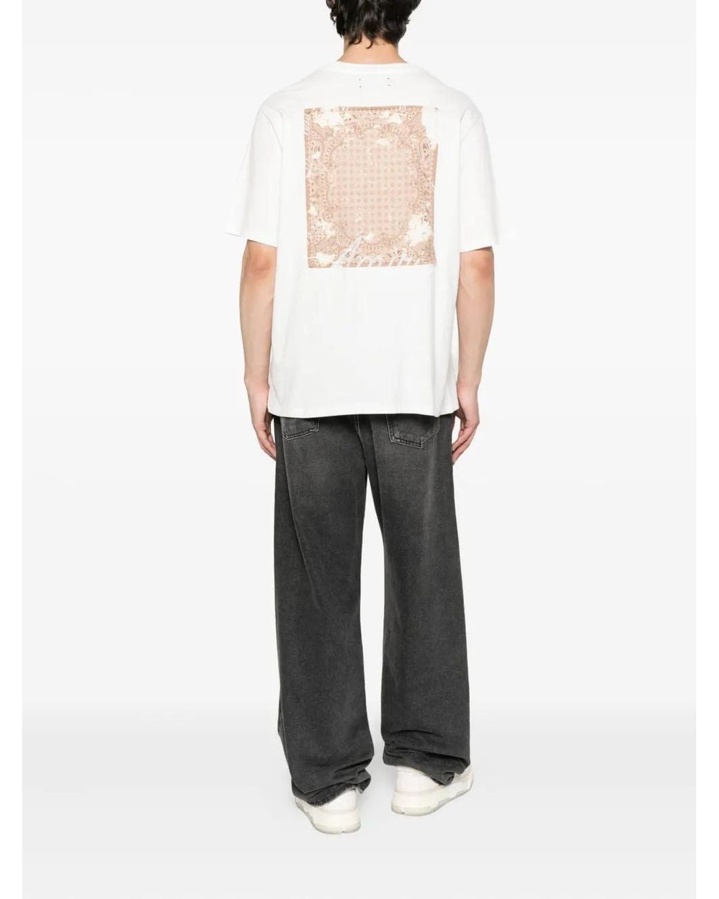 Amiri White Bleach Bandana Patch Tee for men