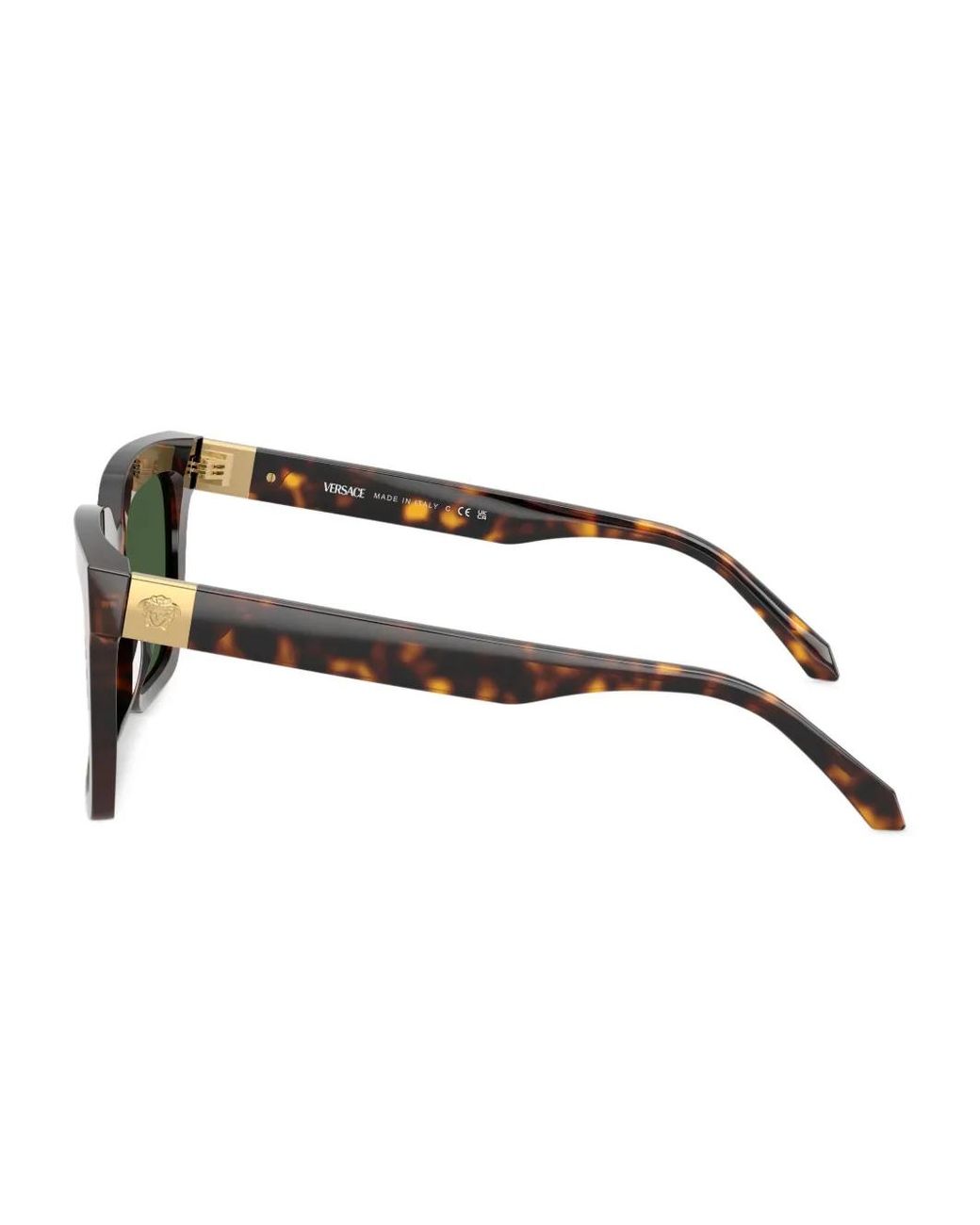 Versace Green Tortoiseshell-Effect Squared-Frame Sunglasses