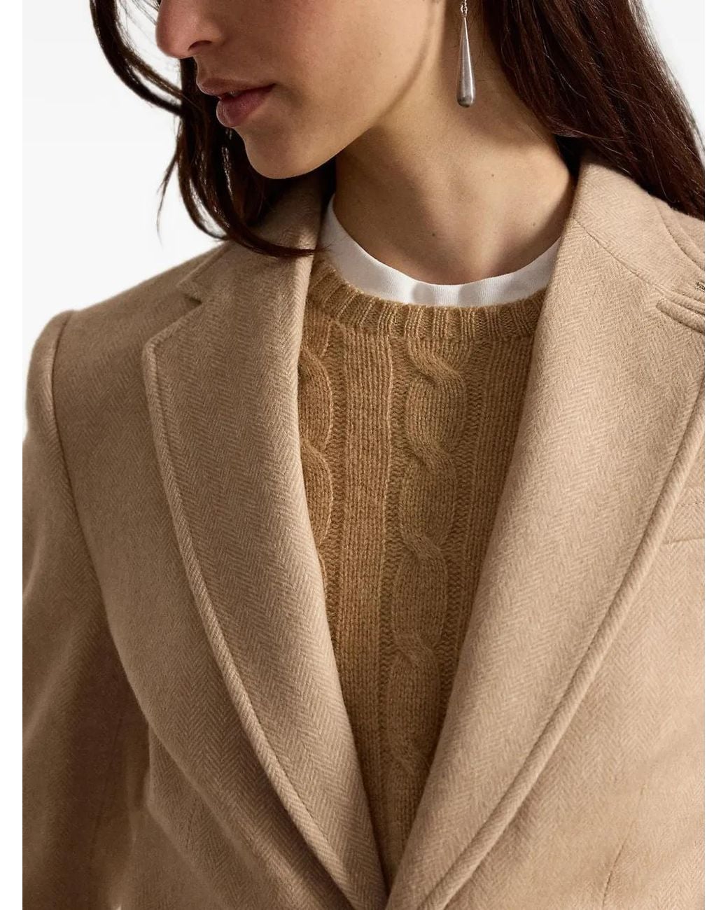 Polo Ralph Lauren Natural Herringbone-Pattern Wool Blazer