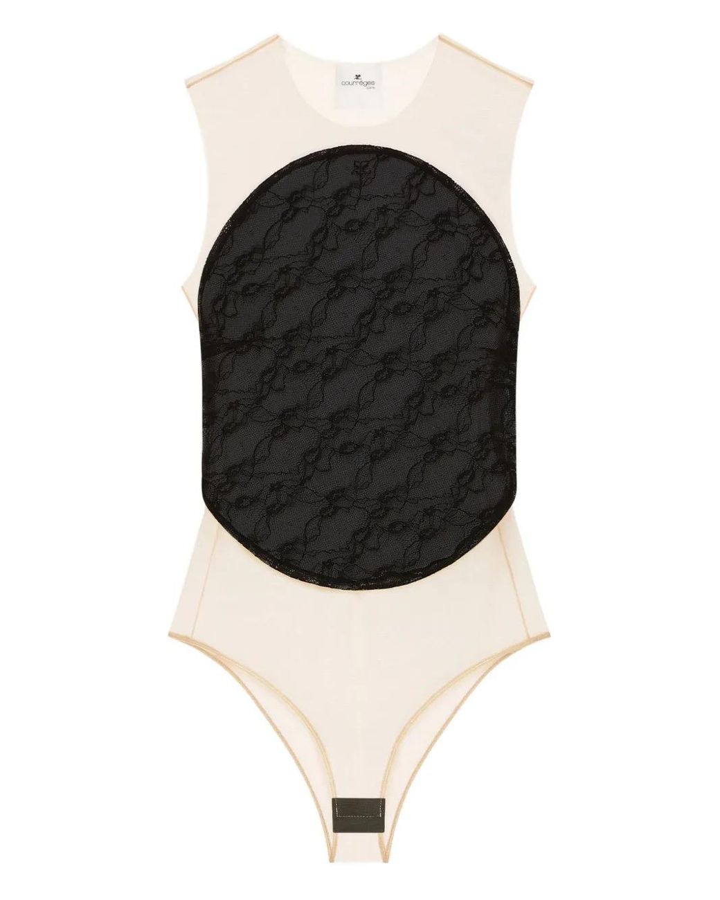 Courreges Black Mesh-Panel Bodysuit
