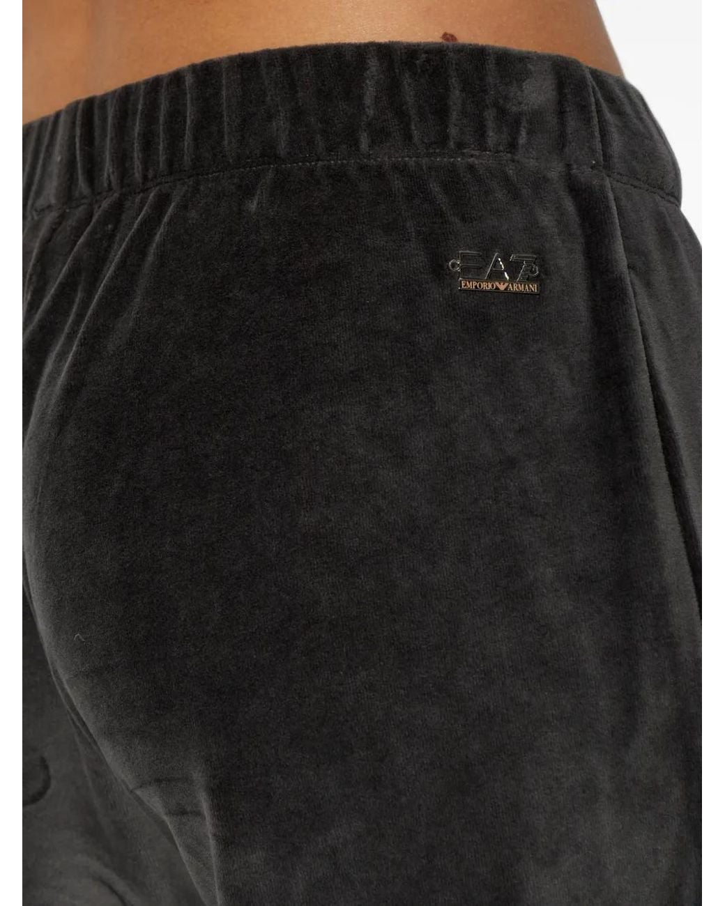 EA7 Black Velvet Track Pants