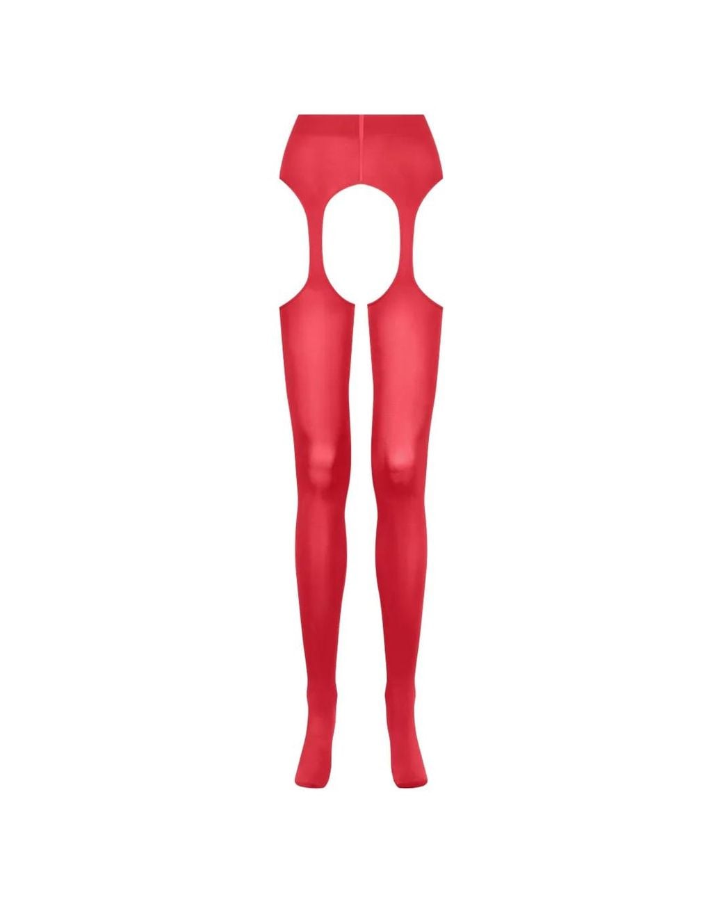 Scandale Red Cut-Out Suspender-Style Tights