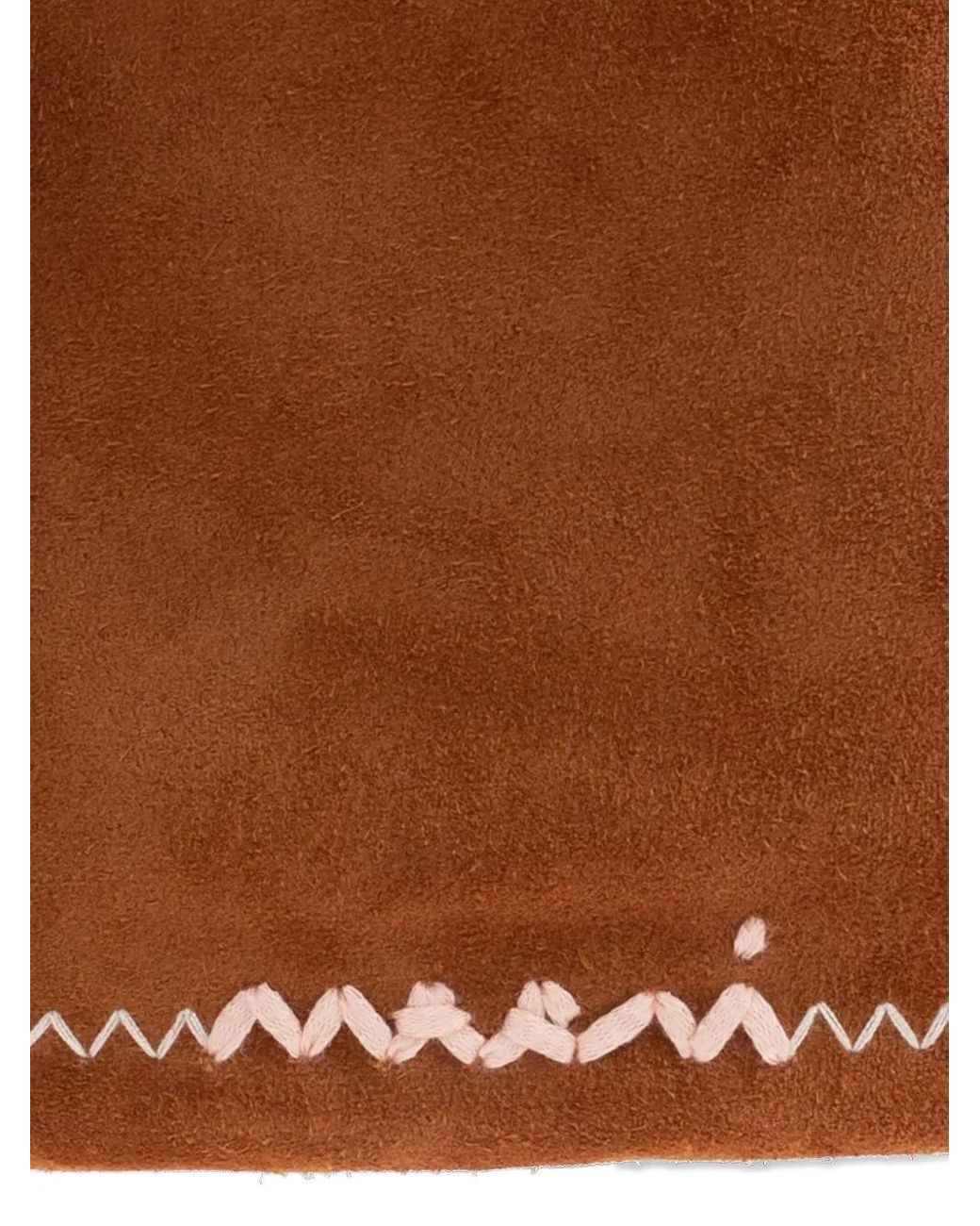 Marni Brown Drawstring Suede-Leather Cross Body Bag