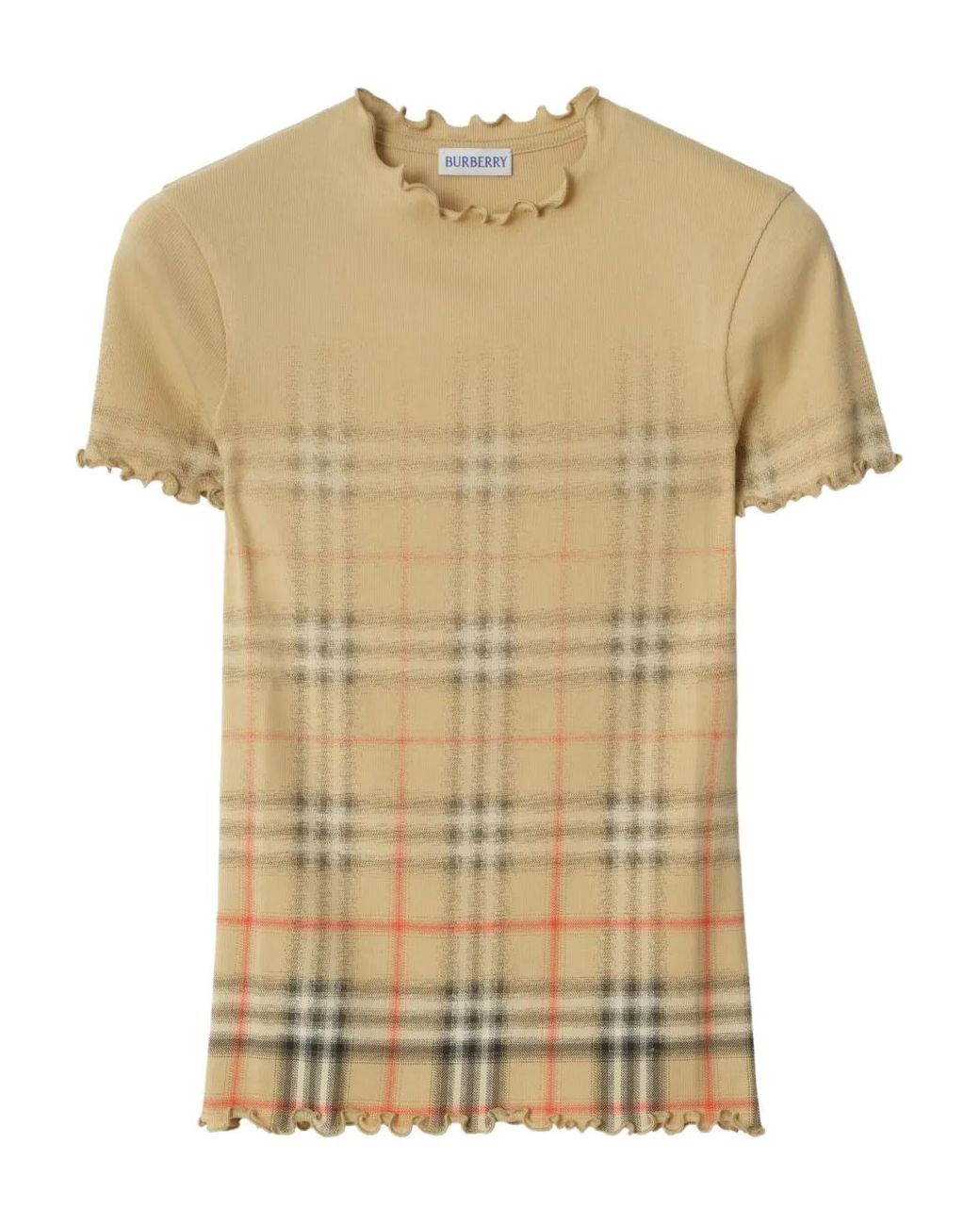 Burberry Natural Gradient Check Stretch Cotton Top