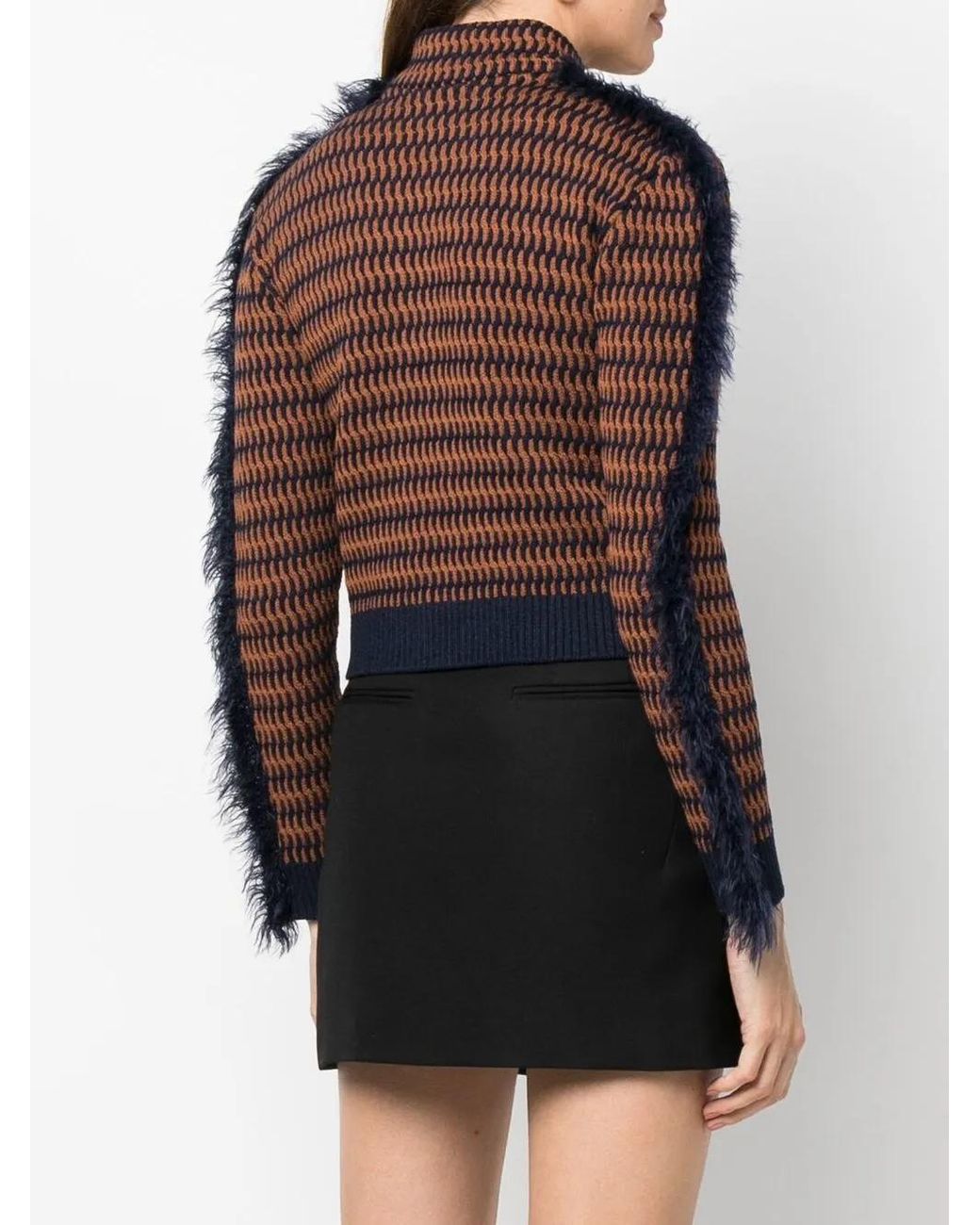 DURAZZI MILANO Brown Cropped Patterned-Jacquard Jacket