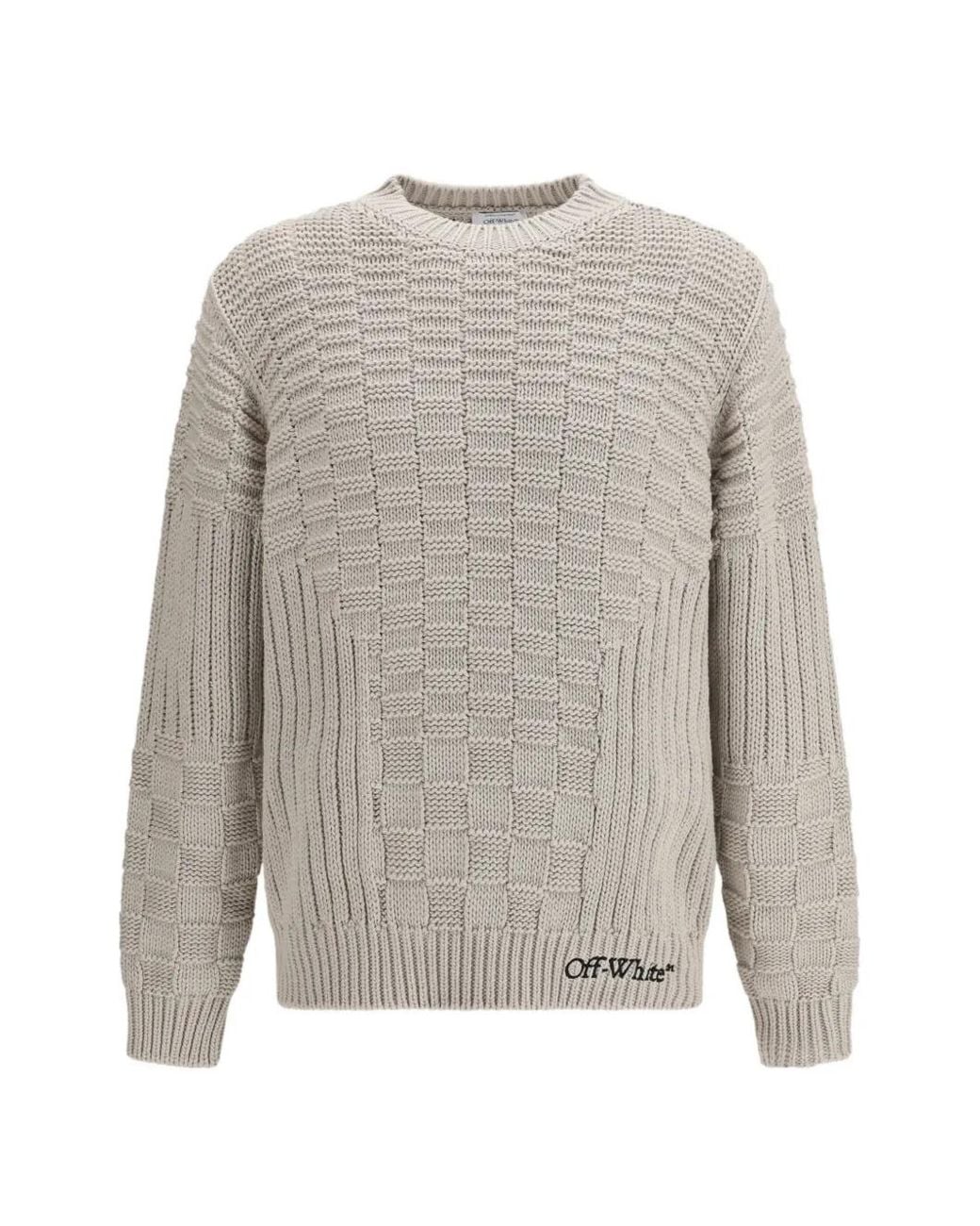 Off-White c/o Virgil Abloh Gray Arrow 3D Stitch Knit Crewneck for men