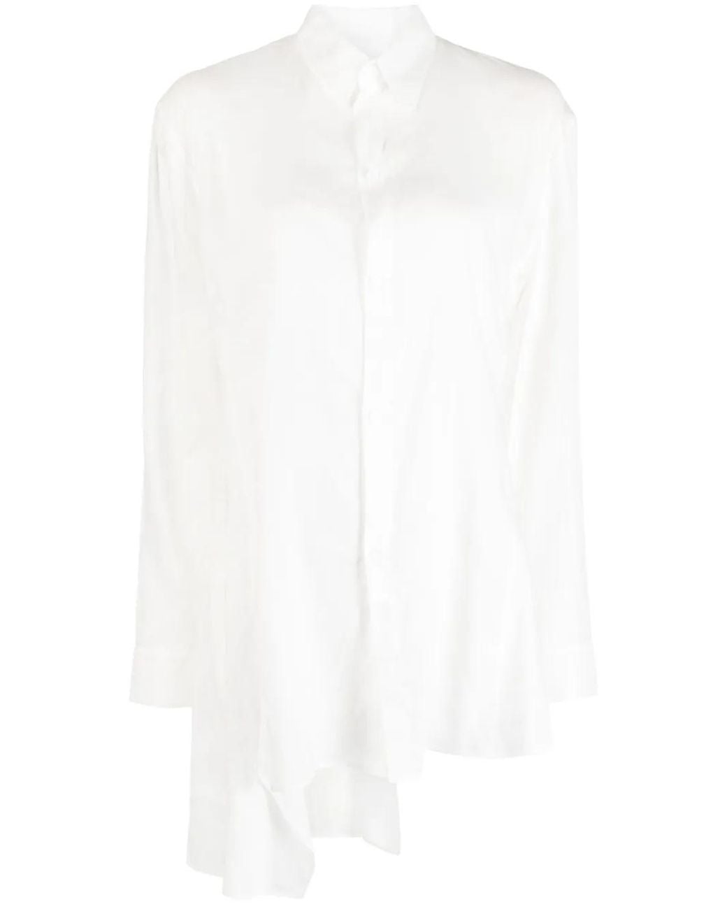 Yohji Yamamoto White Asymmetric Spread-Collar Shirt