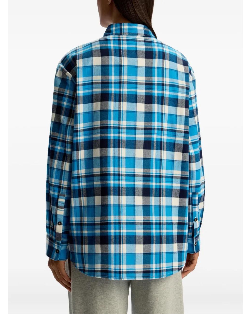 12 STOREEZ Blue Checked Flannel Shirt