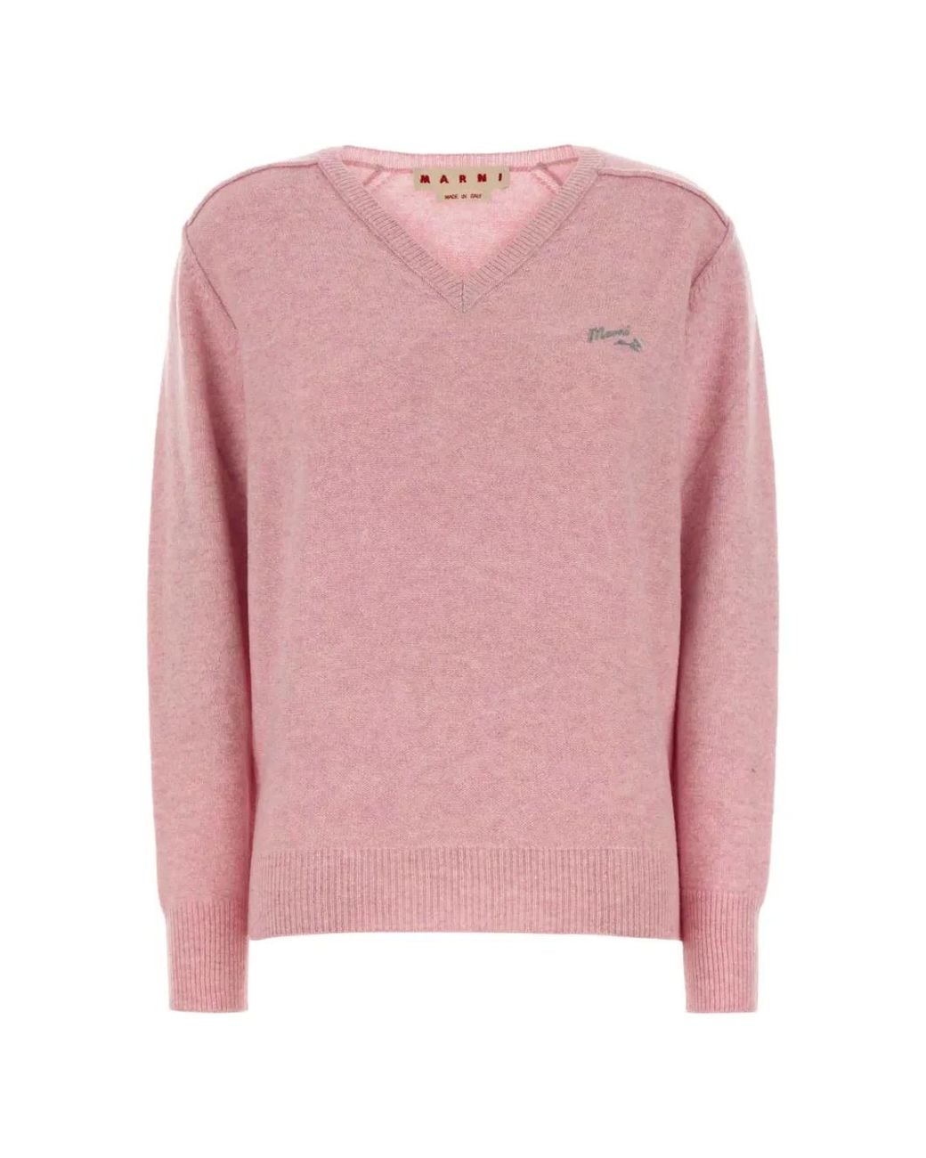 Marni Pink V-Neck Wool Sweater