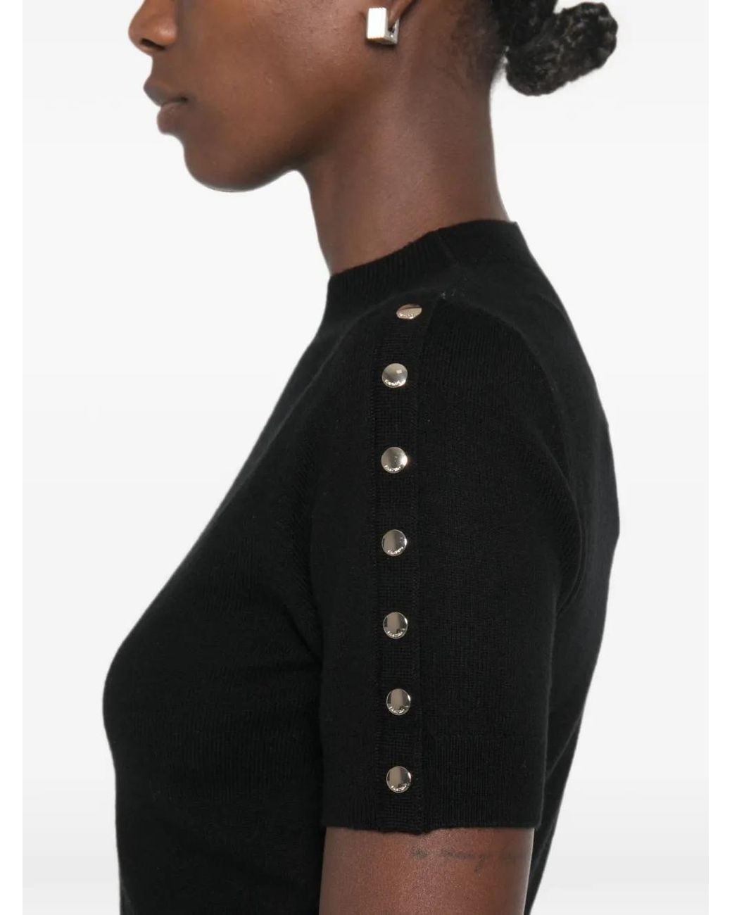 Sandro Black Button-Embellished Crop Top