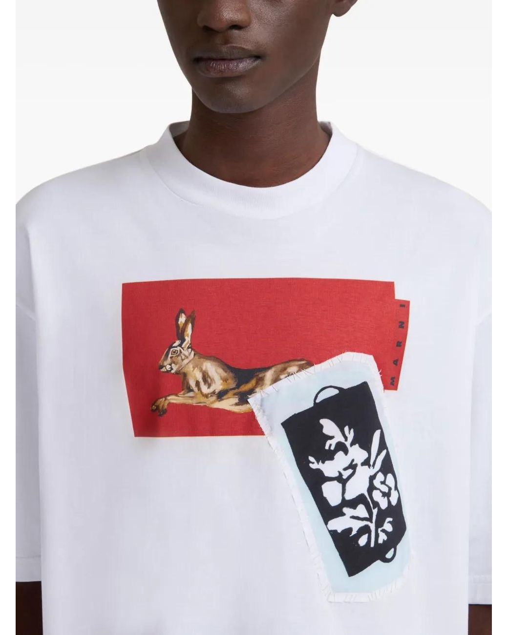 Marni White Graphic-Print T-Shirt for men