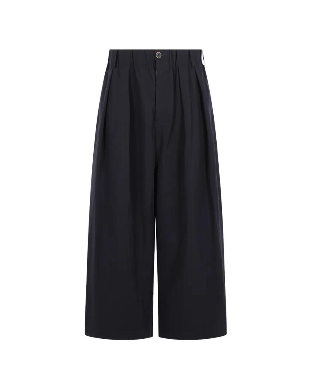 Uma Wang Blue Pleated Cropped Trousers for men