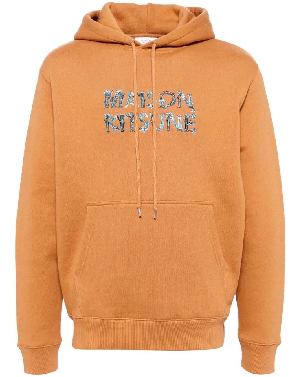 Maison Kitsuné Orange Hoodie Wooland Alphabet Comfort for men