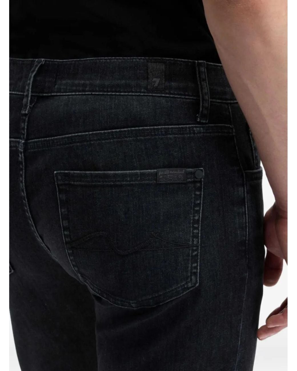 7 For All Mankind Black Classic Denim Stretch Jeans for men